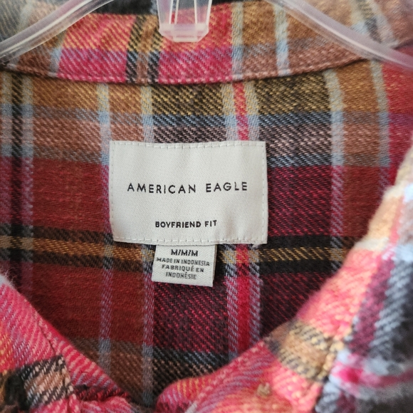 American Eagle Autumn Vibes Plaid Boyfriend Flannel Shirt - Picture 7 of 12